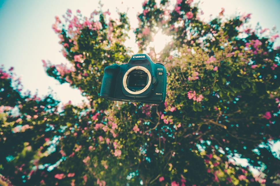Free Image of Canon Camera in air  