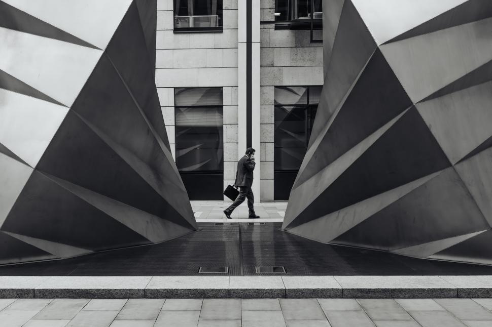 Free Image of Modern Building and Businessman  