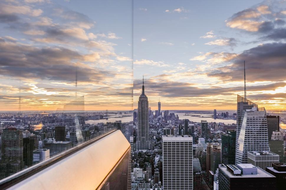 Free Image of City Buildings with clouds 