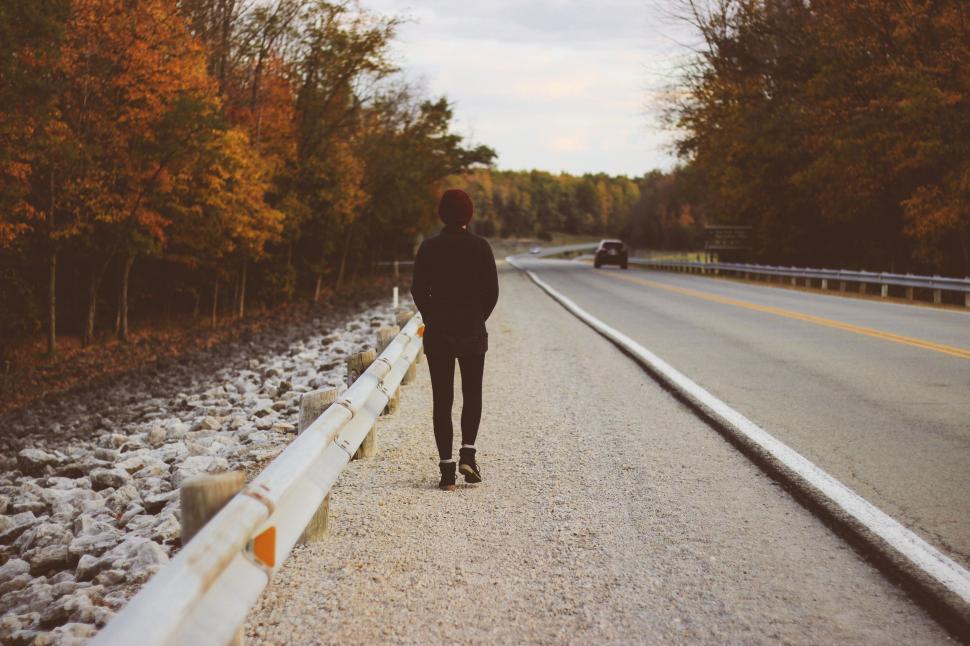 Free Image of Back Side View of Man on Road  