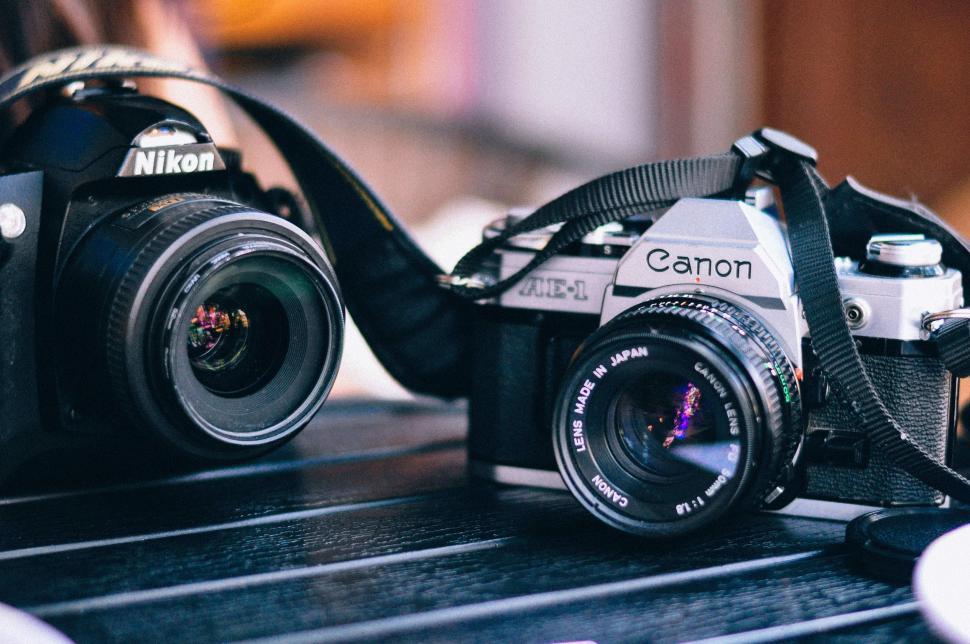 Free Image of Two DSLR Cameras 