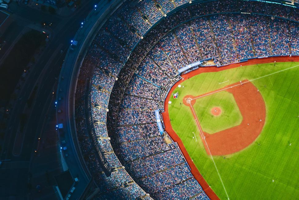 Free Image of Baseball Stadium With Crowd From Sky 