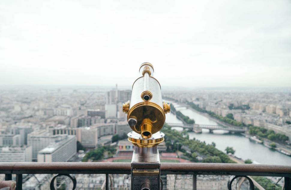 Free Image of Telescope and city  