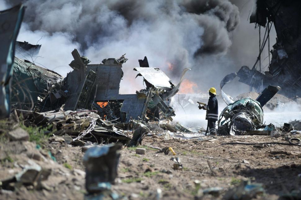 Free Image of Fireman at crash site  