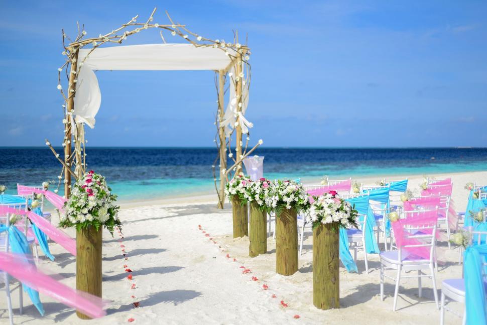 Free Image of Bamboo and Flowers Gate at the beach  