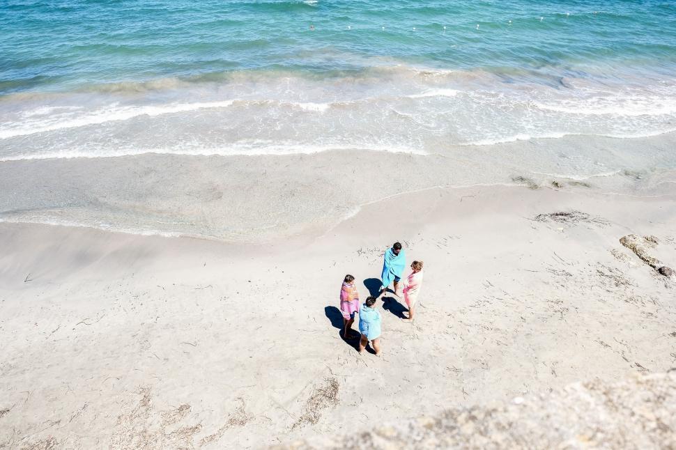 Free Image of People on Beach Sand from above 