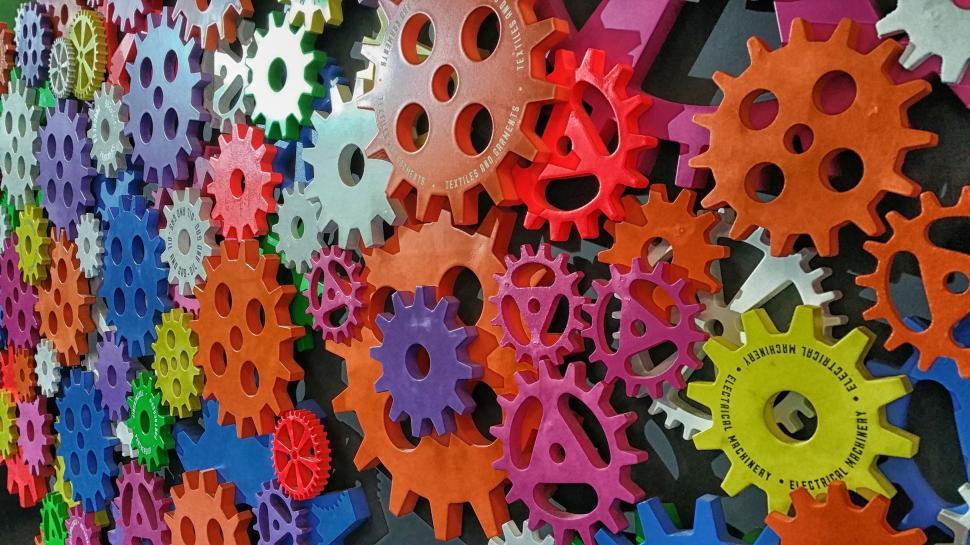 Free Image of Multicolored toothed wheels 