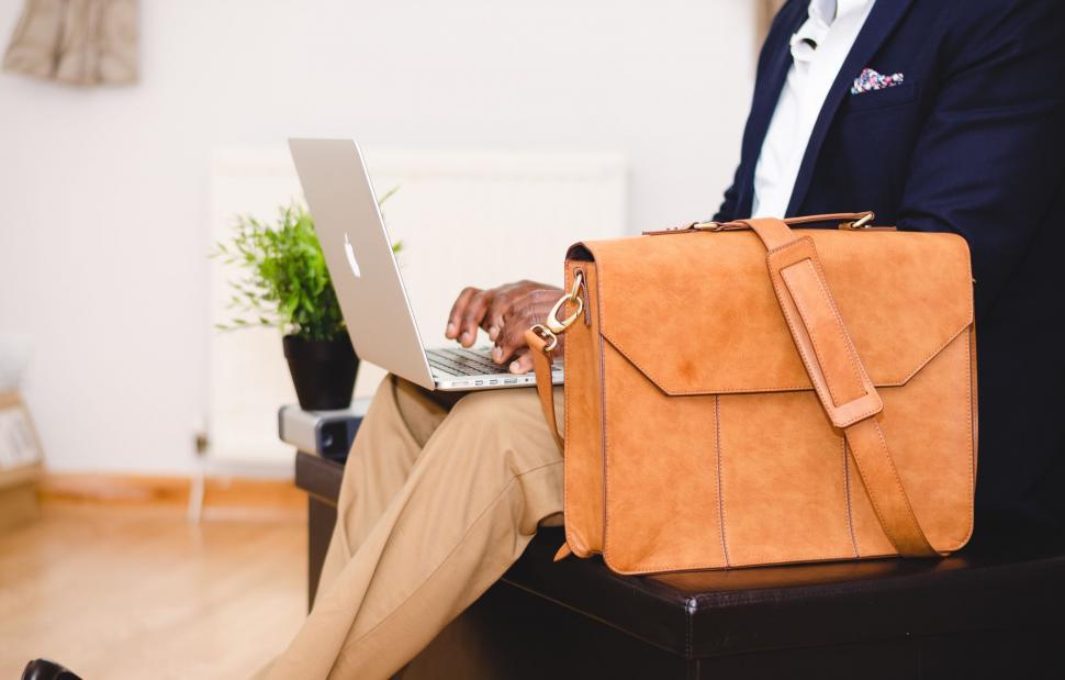 Free Image of Man in Blue casual blazer working on laptop  