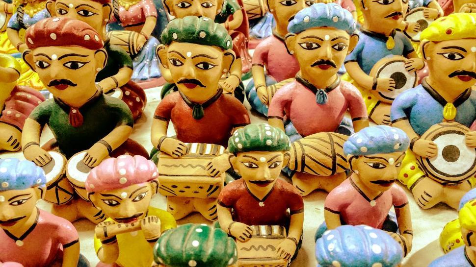 Free Image of Colorful Clay Toys in India  