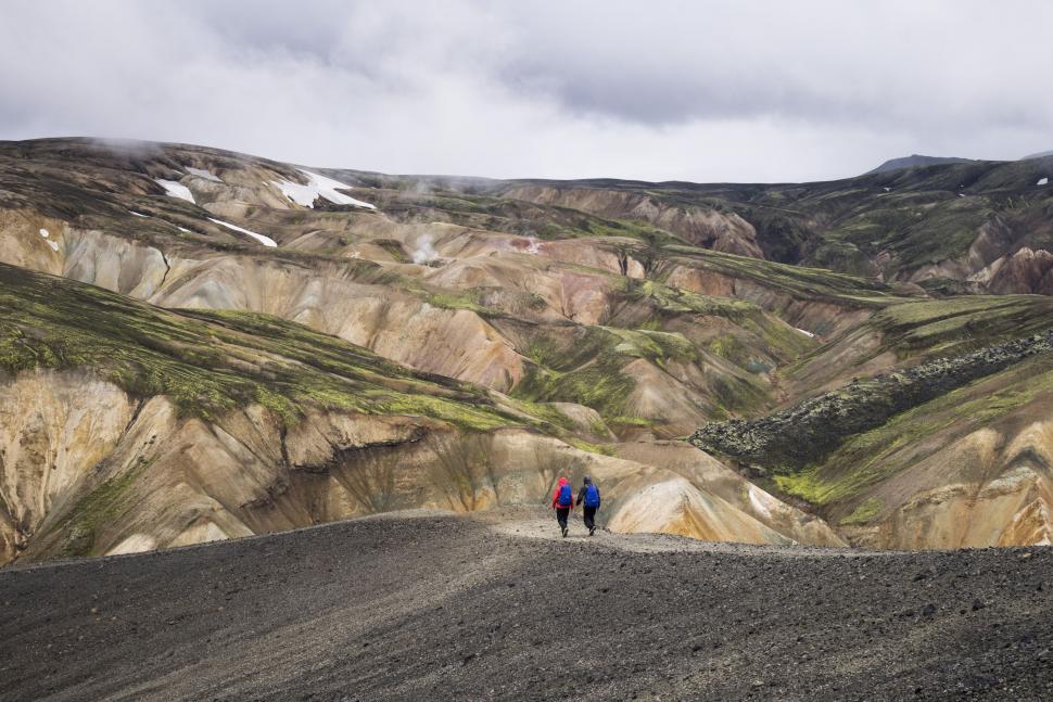 Free Image of Hikers walking on mountain  