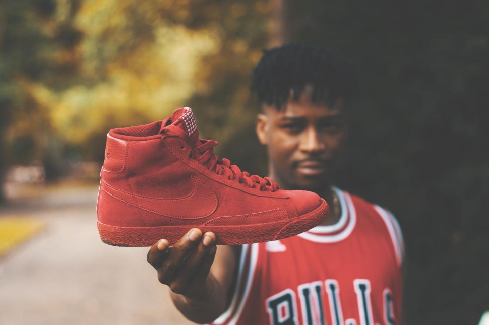 Free Image of Close up of Red Basketball Shoes  