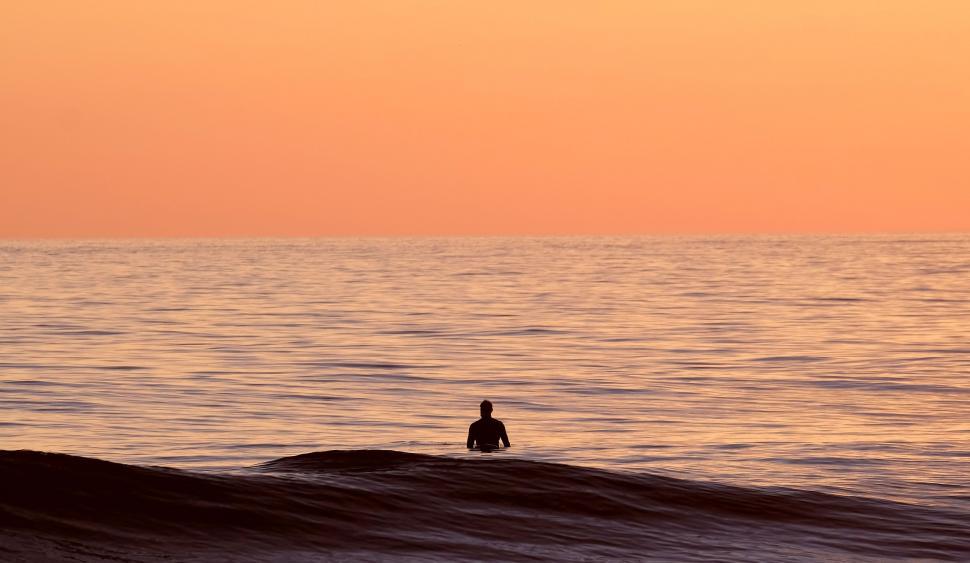 Free Image of Rear View of Man in Ocean  