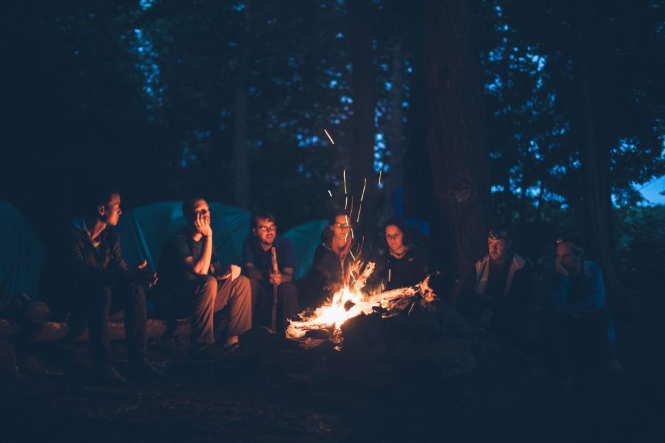Free Image of People and bonfire  