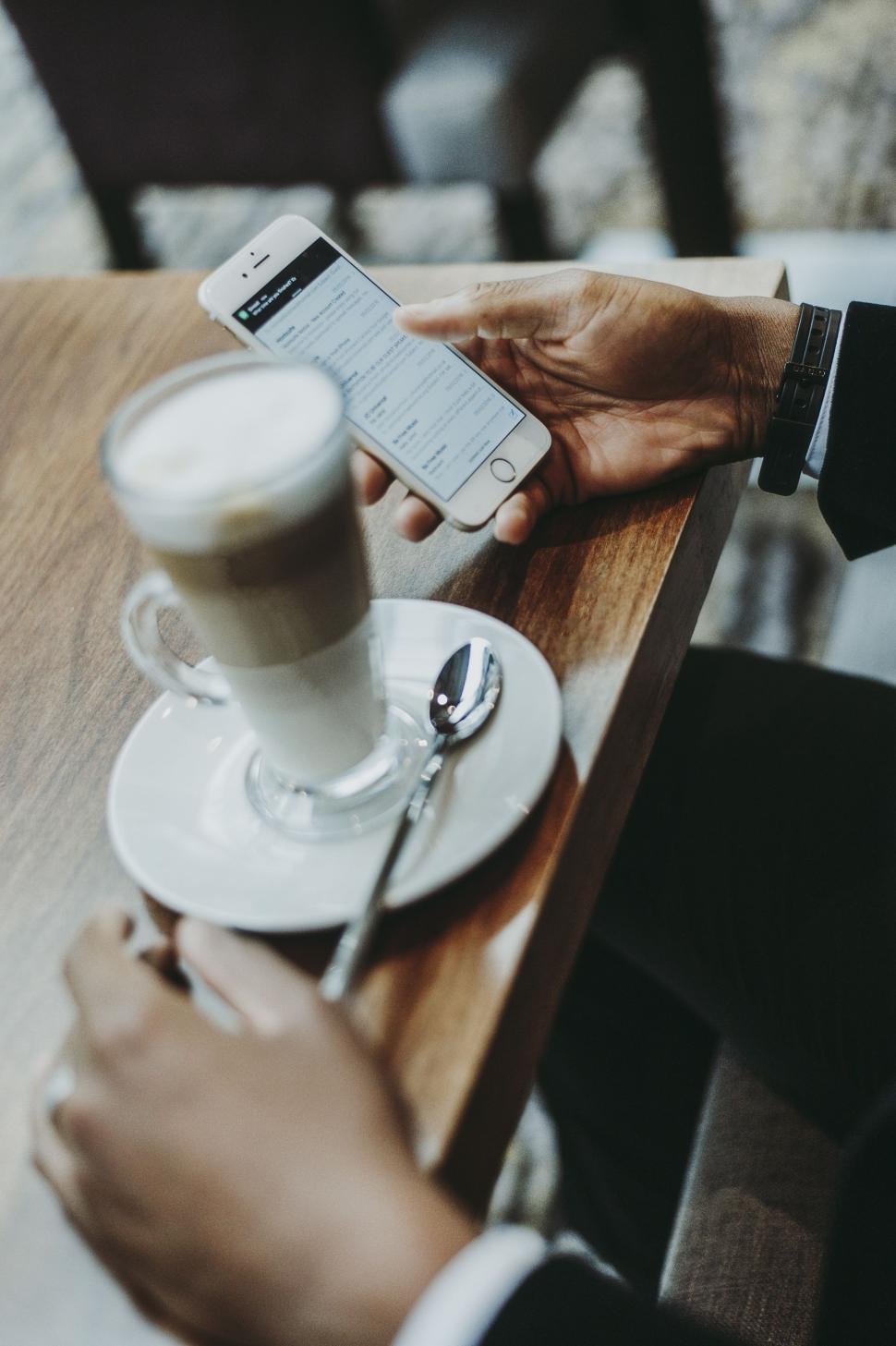Free Image of Cold Coffee and iPhone  