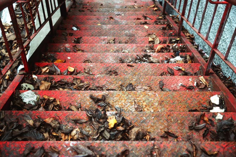 Free Image of Rusted metal steps down 