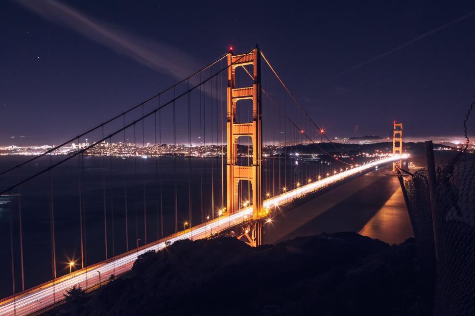 Free Image of Night View of Golden Gate Bridge 