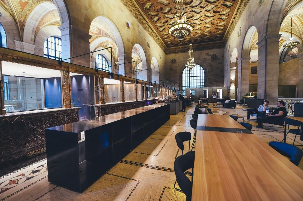 Free Image of Inside View of hotel with arches and lights 