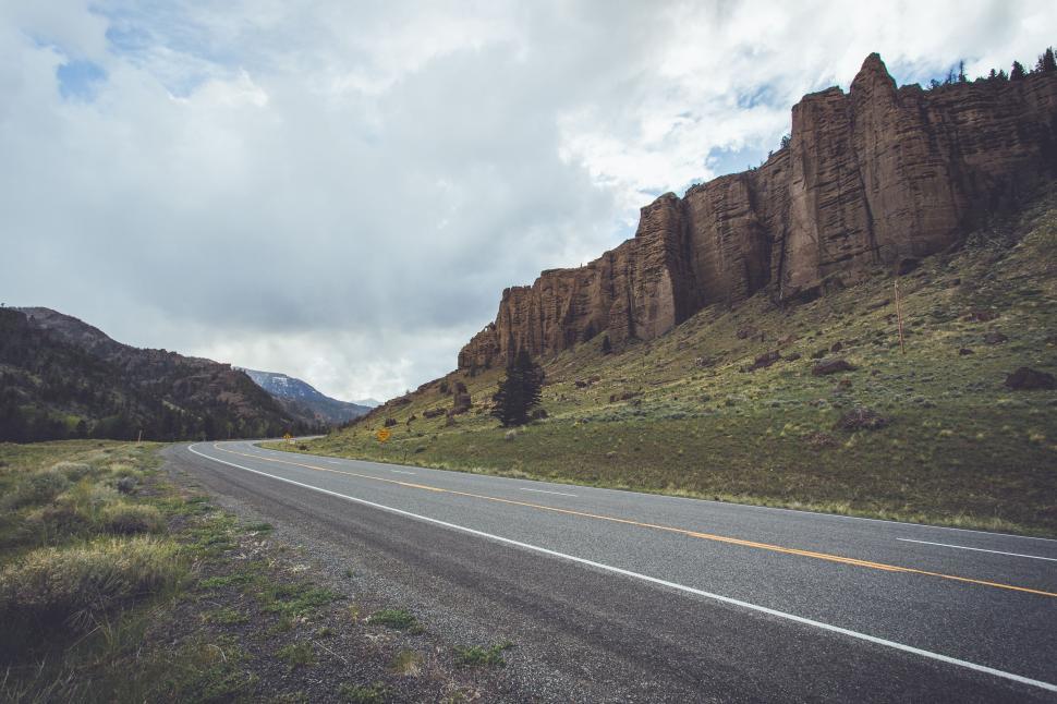 Free Image of Highway and Rocky Mountains 