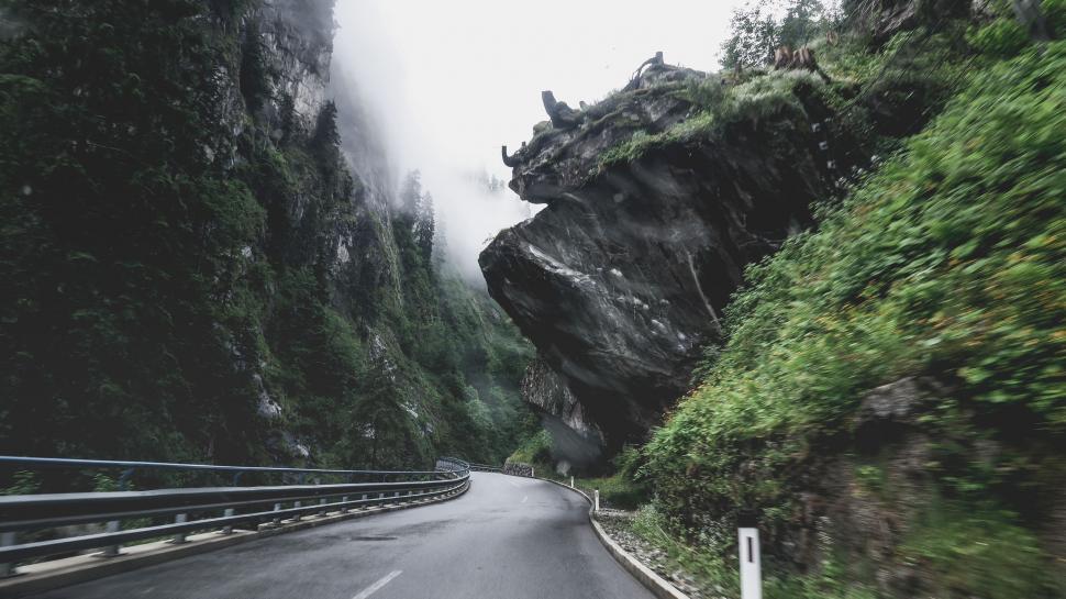 Free Image of Fog and Mountain Road  