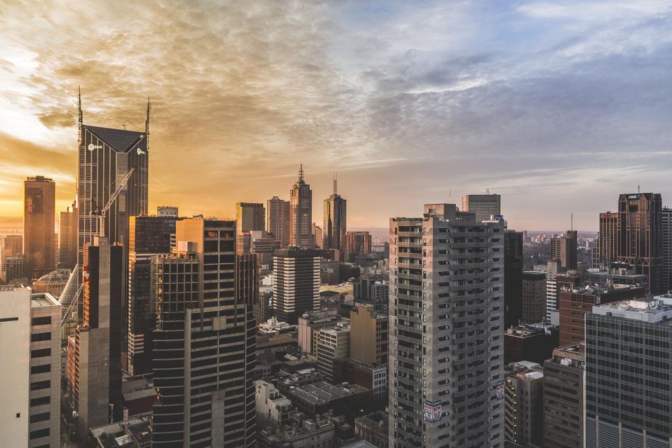 Free Image of Skyscrapers and Sunset Sky  