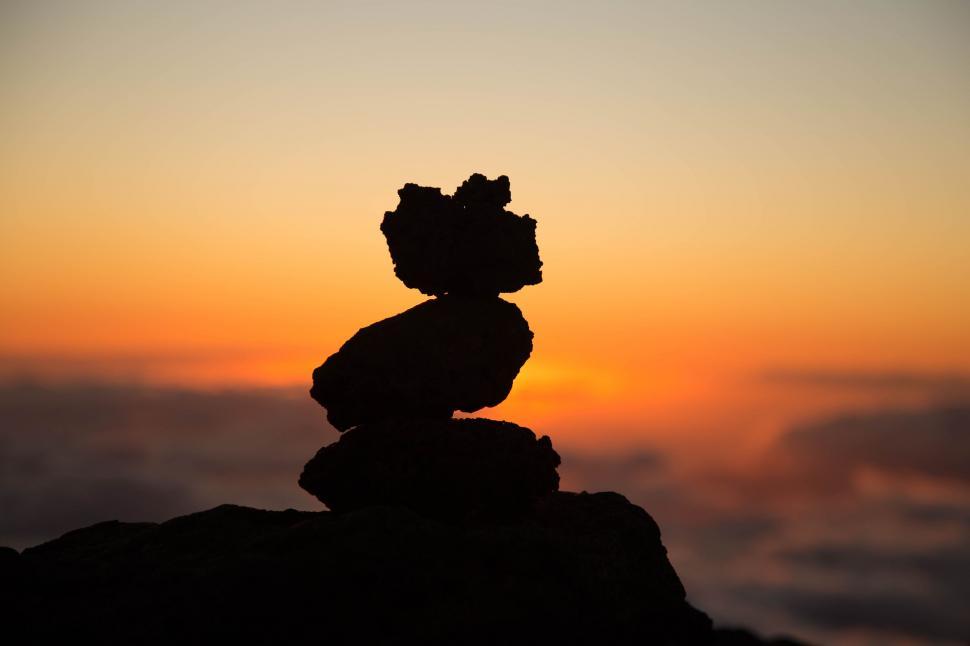 Free Image of Silhouette of rock balancing 
