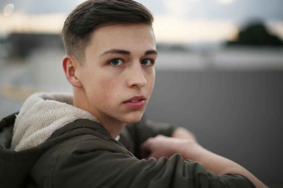 Free Image of Close up of Young Adult Caucasian Boy  