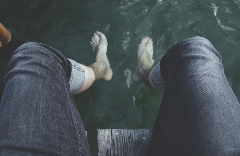 Free Image of Man Feet Underwater  
