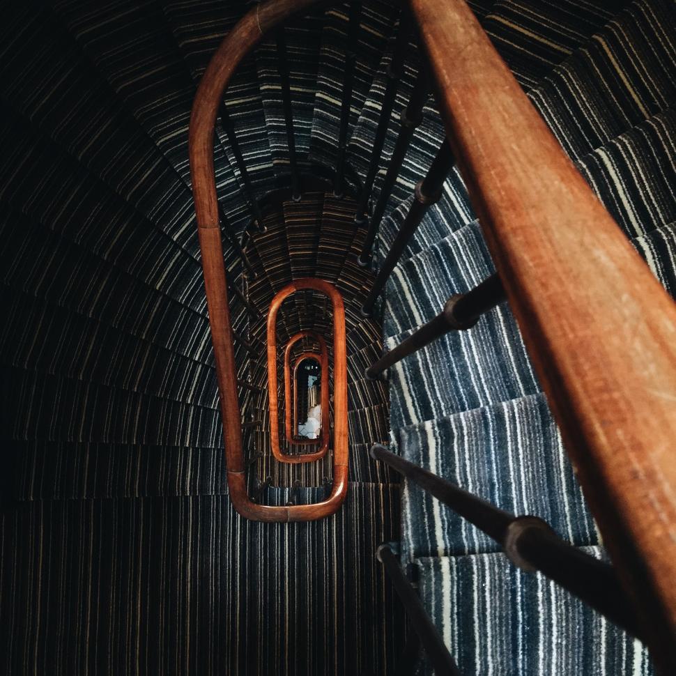 Free Image of Carpet runner on spiral stairs 