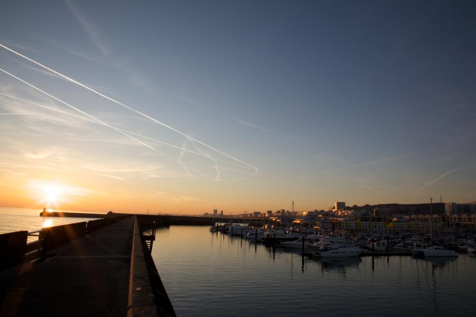 Free Image of Boats Filling Harbor Under Blue Sky 