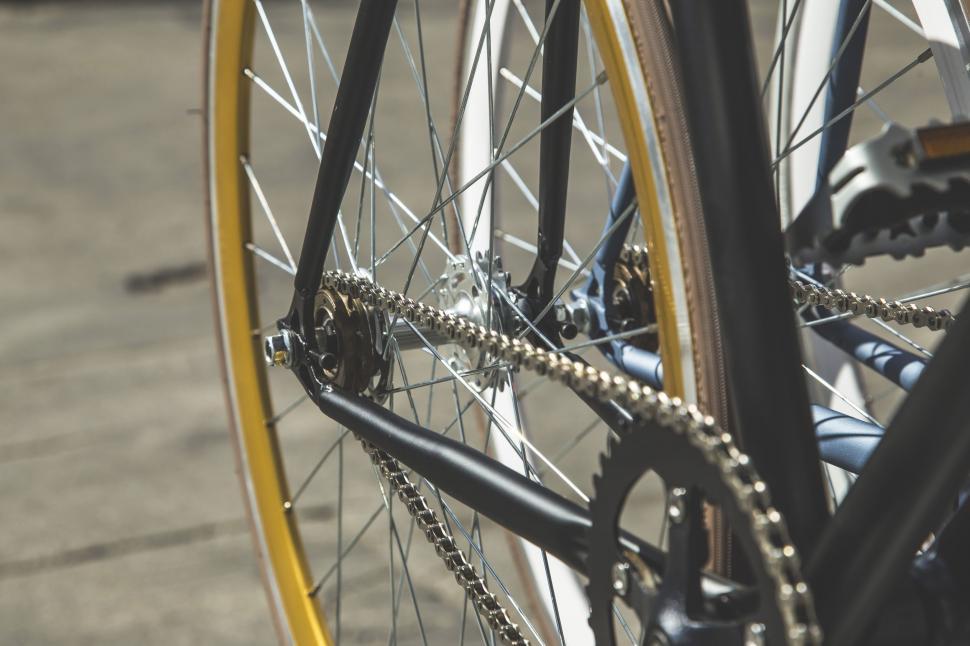 Free Image of Bicycle wheel and chain  