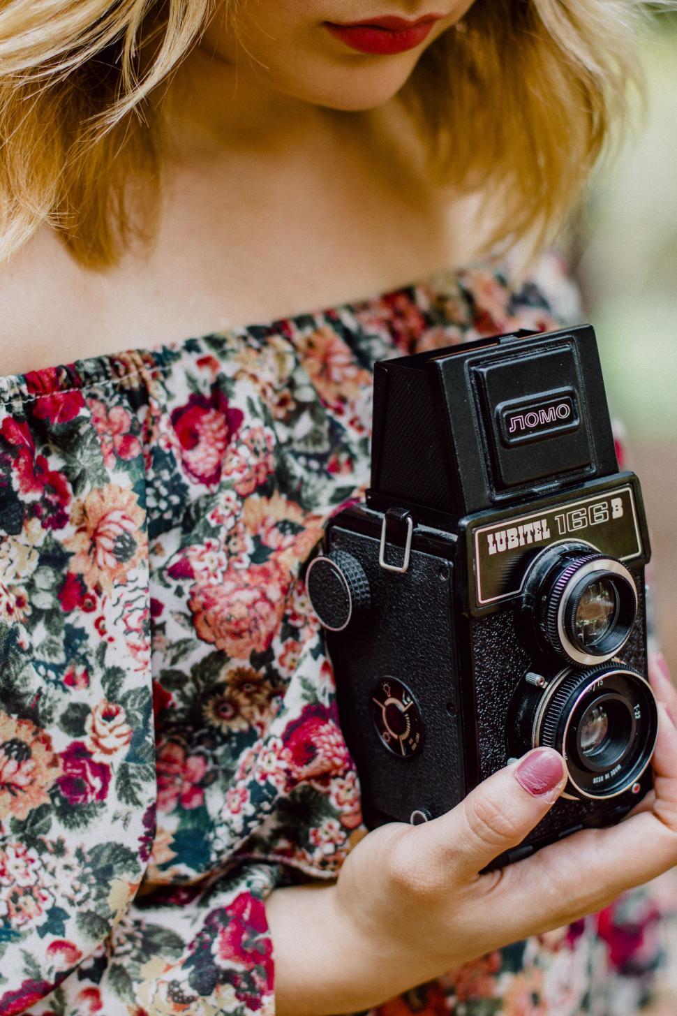 Free Image of Lubitel camera in hand  