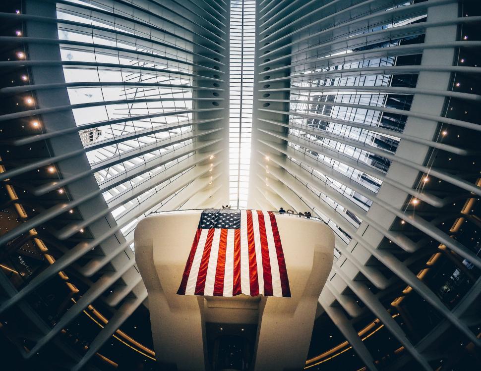 Free Image of Interior view of the Oculus with American Flag  
