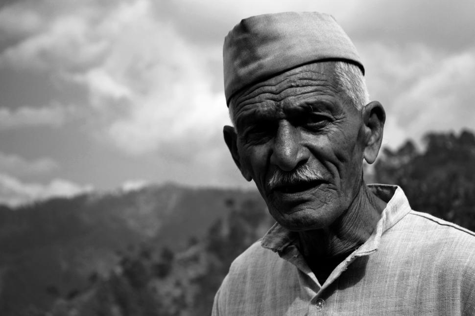 Free Image of Old Indian Man with Traditonal Cap  