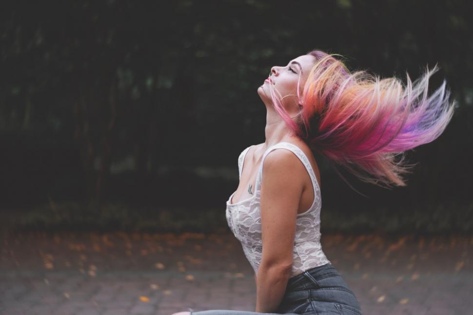 Free Image of Woman with colorful hair  