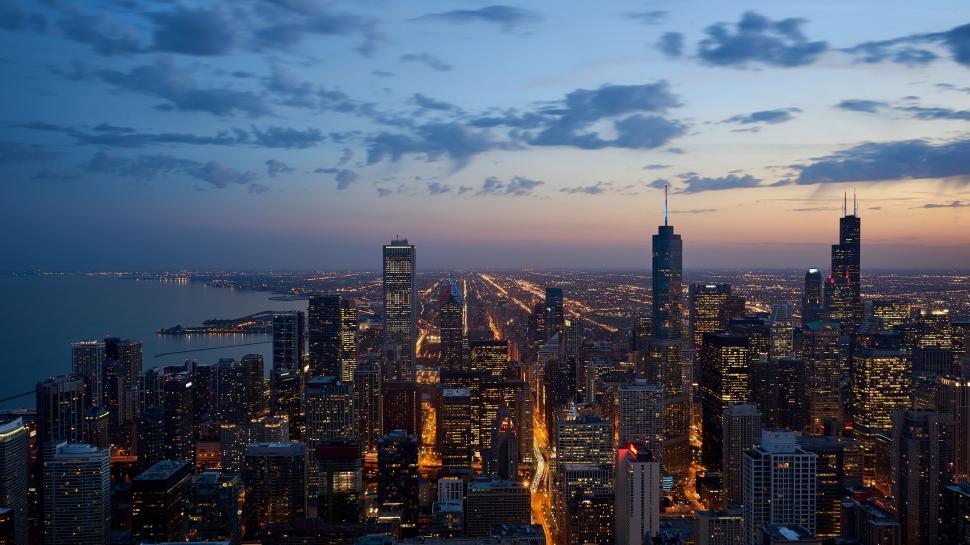Free Image of Skyscrapers with Night Lights 