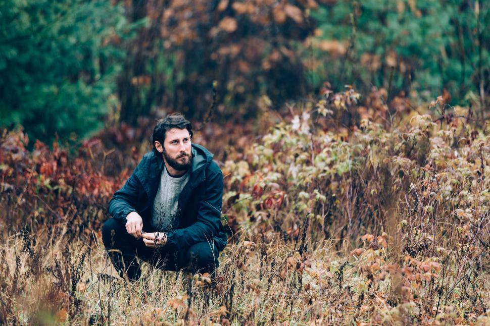 Free Image of Caucasian Man Sitting in Forest  