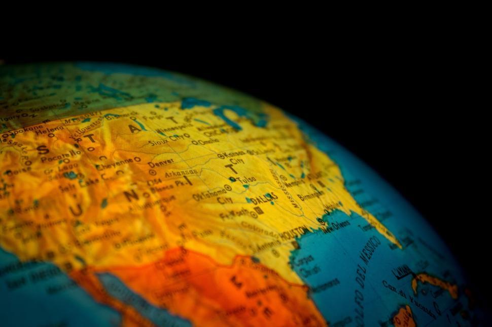Free Image of Map on globe 