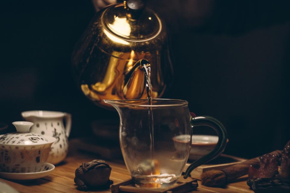 Free Image of Making Tea - Glass Tea Pitcher and water  