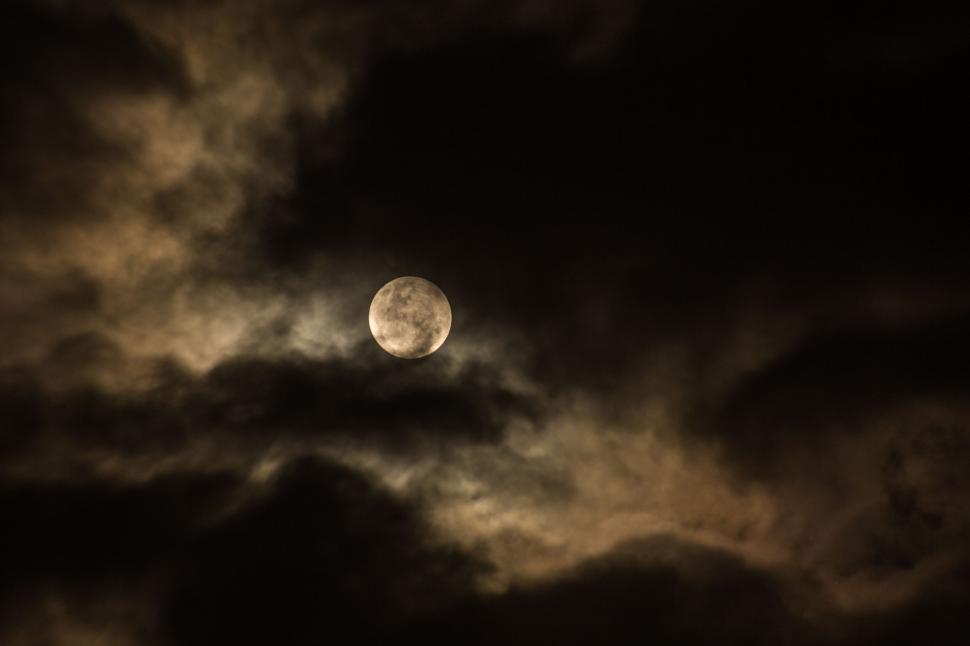Free Image of Full Moon and Cloudy Sky  