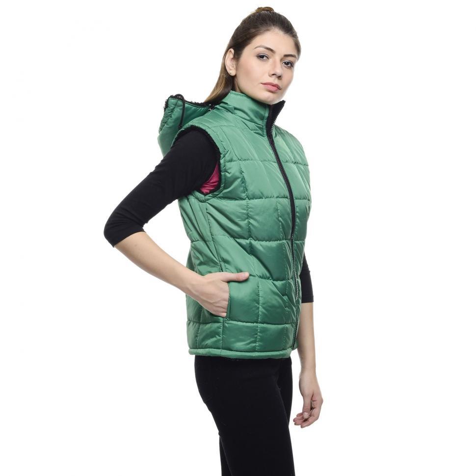 Free Image of Woman in Quilted Vest Jacket 