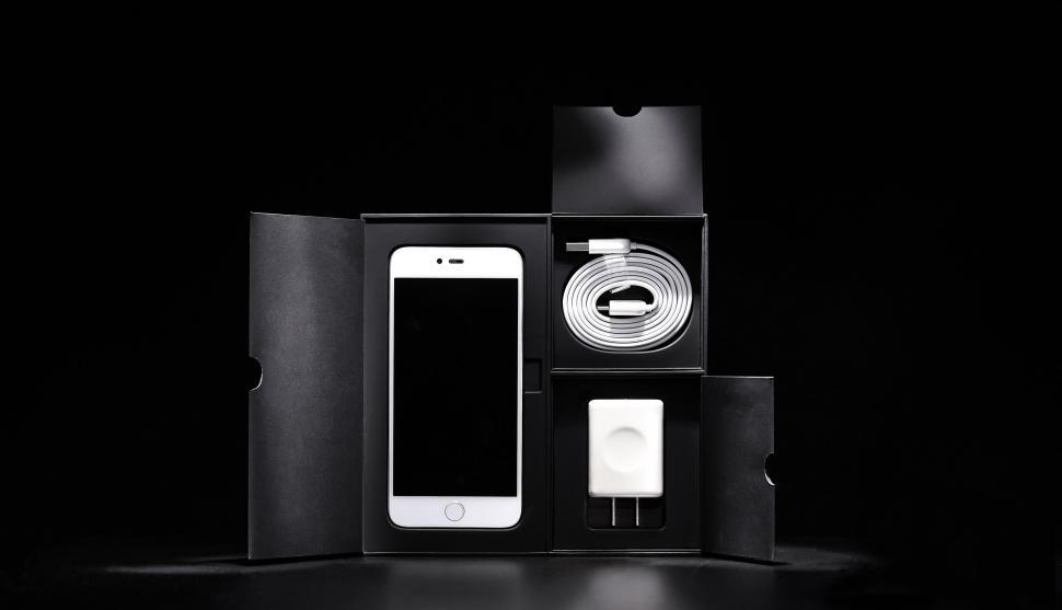 Free Image of iPhone Box on Black Background  
