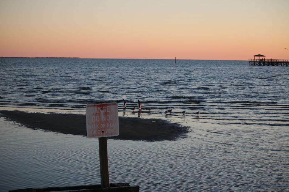 Free Image of Warning Sign on the beach  