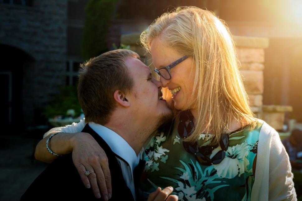 Free Image of Happy Middle Aged Couple Touching Noses  