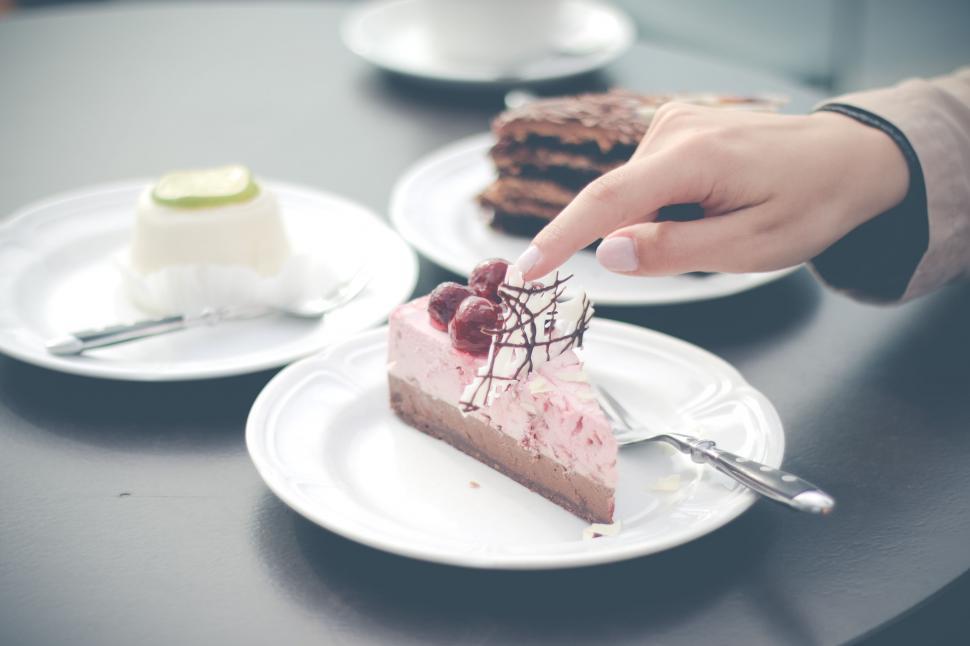 Free Image of Red Cherry Pastry on White Plate 
