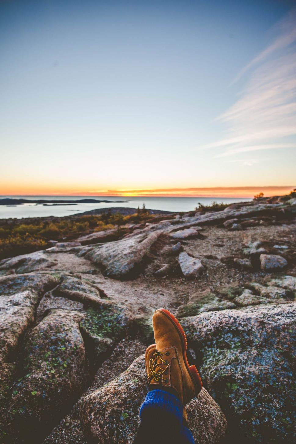 Free Image of Leather Boots and Sunset Sky  
