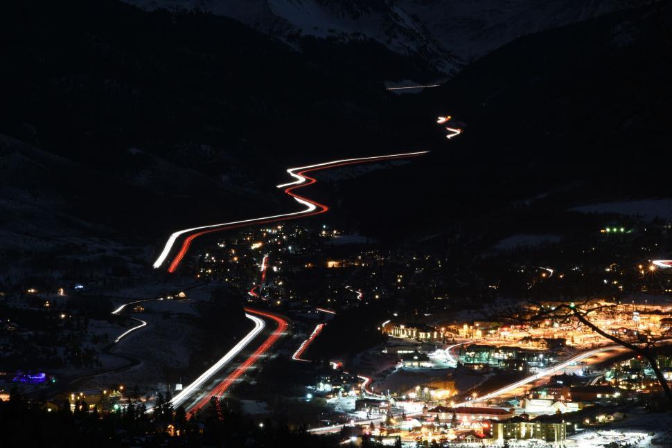 Free Image of Top View of City With Night Lights  