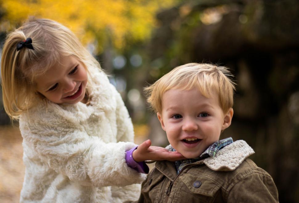 Free Image of Smiling Little Brother and Sister 