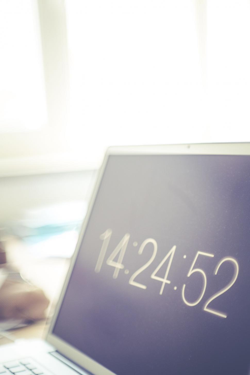 Free Image of Digital Clock on Laptop Screen 