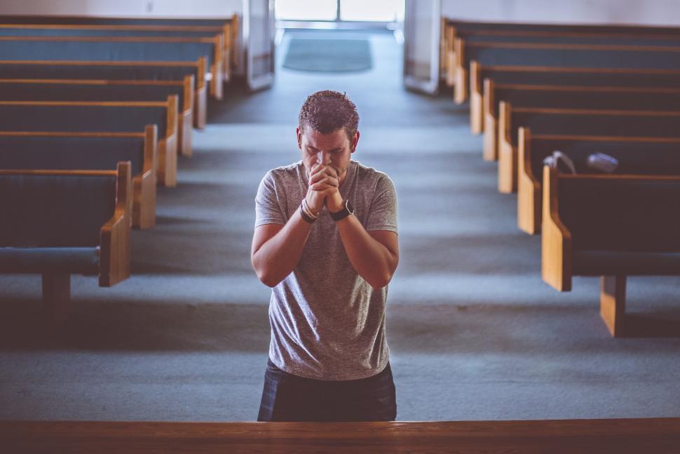 Free Image of Man Praying in Church  