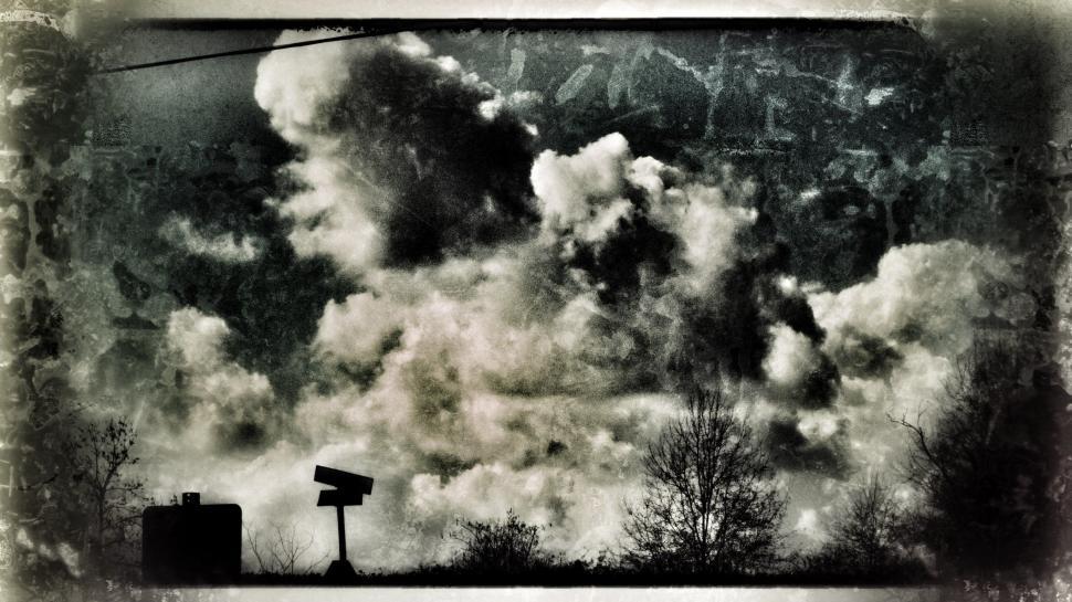Free Image of Vintage Postcard With Cloudy Sky  